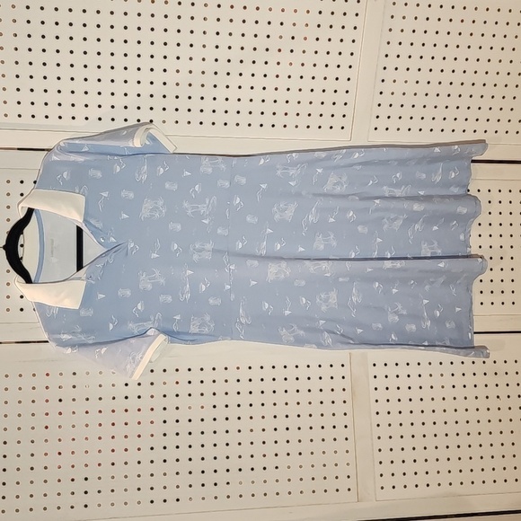 Land's End Size Medium Light Blue Short sleeve Polo Dress Nautical Print - Picture 1 of 8